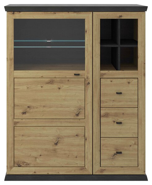 VYSOKÁ KOMODA, tmavě šedá, dub artisan, 110/134,2/43 cm Hom`in - Vysoké komody
