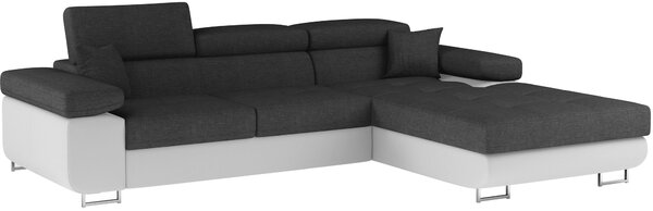 Sedací souprava s úložným prostorem NOELANI - tmavě šedá / bílá, pravý roh