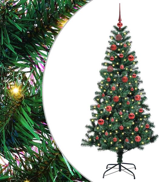 Umělý osvětlený vánoční stromeček Zelená 150 cm PVC a kov 3396749