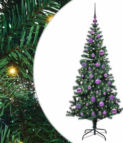 Umělý osvětlený vánoční stromeček Zelená 150 cm PVC a kov 3396755