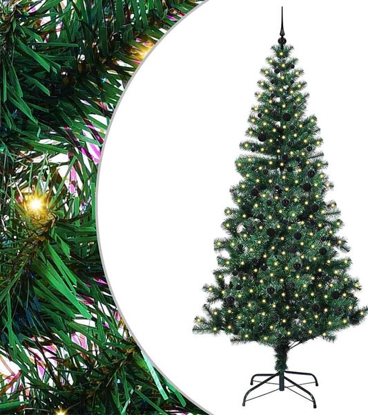 Umělý osvětlený vánoční stromeček Zelená 240 cm PVC a kov 3396789