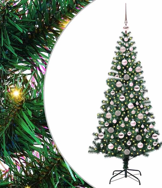 Umělý osvětlený vánoční stromeček Zelená 180 cm PVC a kov 3396764