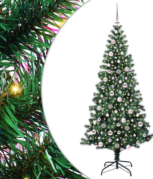 Umělý osvětlený vánoční stromeček Zelená 210 cm PVC a kov 3396777