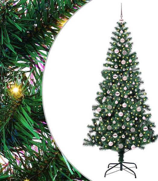 Umělý osvětlený vánoční stromeček Zelená 240 cm PVC a kov 3396790