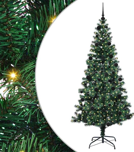 Umělý osvětlený vánoční stromeček Zelená 210 cm PVC a kov 3396776