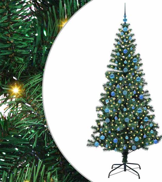 Umělý osvětlený vánoční stromeček Zelená 210 cm PVC a kov 3396782