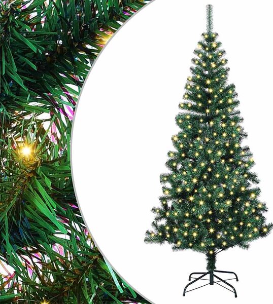 Umělý osvětlený vánoční stromeček Zelená 210 cm PVC a kov 3396771
