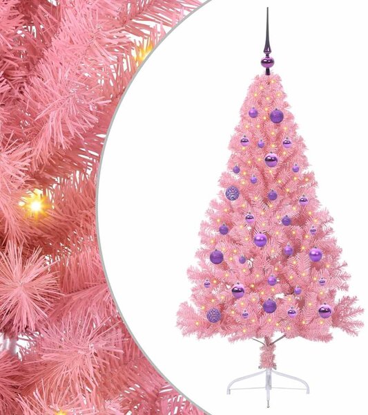 Umělý osvětlený vánoční stromeček Růžová 150 cm PVC 3397069