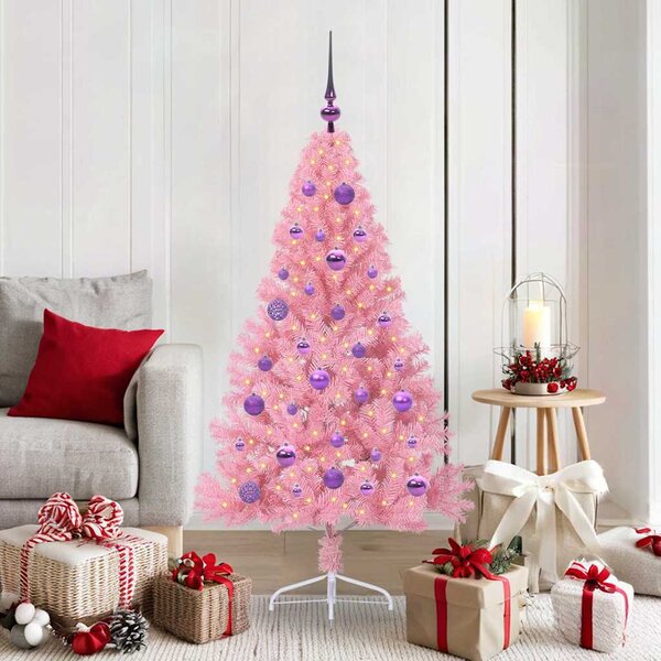 Umělý osvětlený vánoční stromeček Růžová 150 cm PVC 3397069