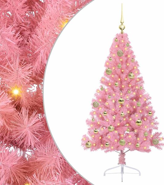 Umělý osvětlený vánoční stromeček Růžová 150 cm PVC 3397067