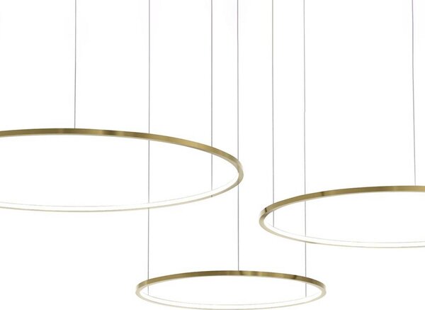 Milagro Lighting Závěsné světlo LED Saturno, zlaté, 3-ramenné, kov, 4 000 K, Mosaz / zlato, Obývací pokoj / jídelna, kov, Moderní