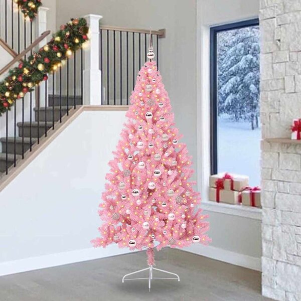 Umělý osvětlený vánoční stromeček Růžová 240 cm PVC 3397104