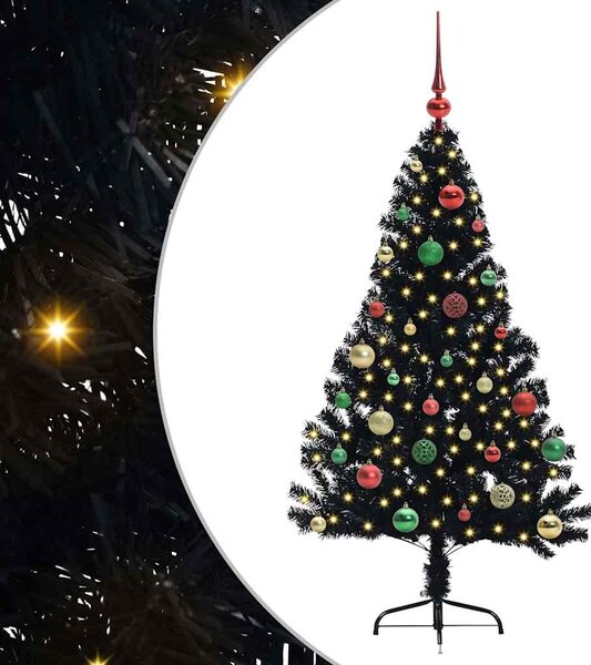 Umělý osvětlený vánoční stromeček Černá 150 cm PVC 3397136