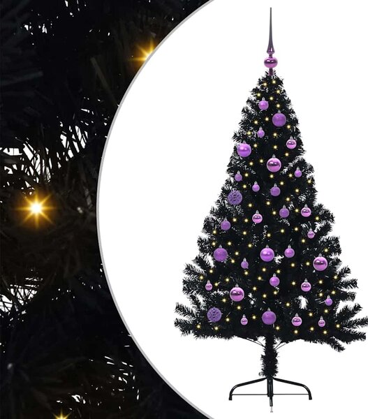 Umělý osvětlený vánoční stromeček Černá 150 cm PVC 3397134