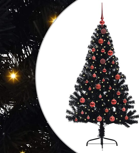 Umělý osvětlený vánoční stromeček Černá 150 cm PVC 3397128