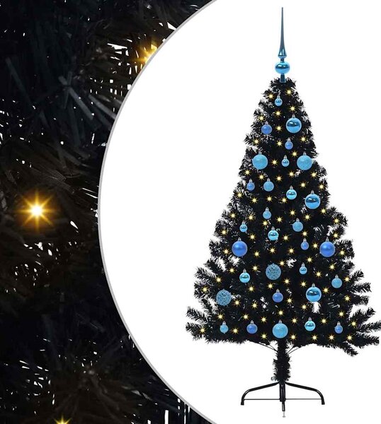 Umělý osvětlený vánoční stromeček Černá 150 cm PVC 3397135