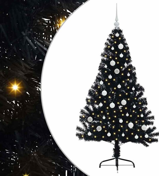 Umělý osvětlený vánoční stromeček Černá 150 cm PVC 3397131