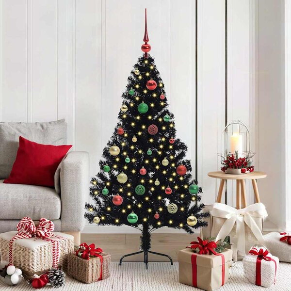 Umělý osvětlený vánoční stromeček Černá 150 cm PVC 3397136