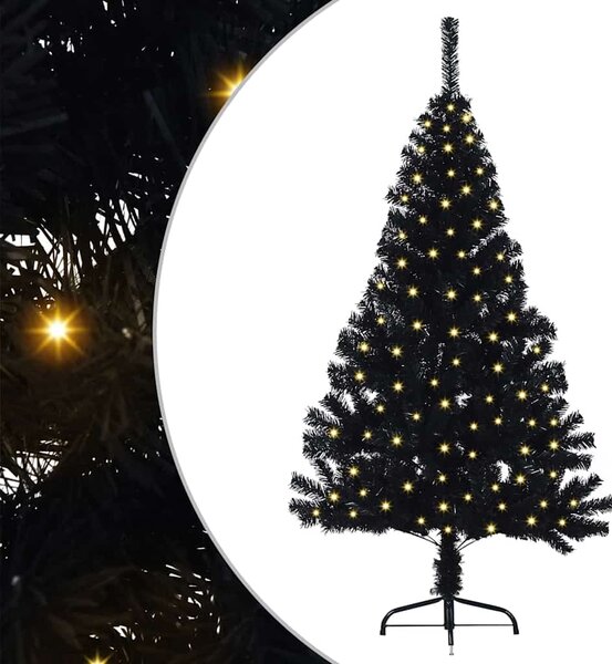 Umělý osvětlený vánoční stromeček Černá 150 cm PVC 3397124