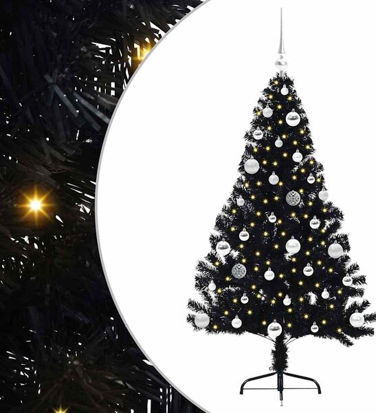 Umělý osvětlený vánoční stromeček Černá 150 cm PVC 3397133