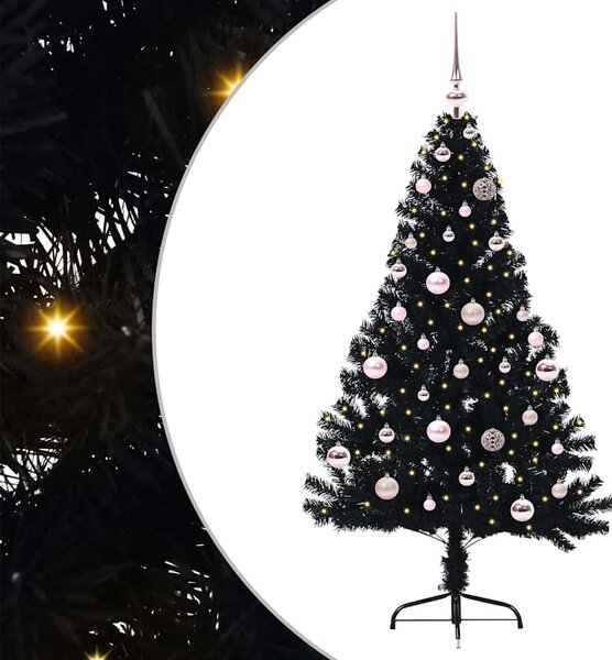Umělý osvětlený vánoční stromeček Černá 150 cm PVC 3397130