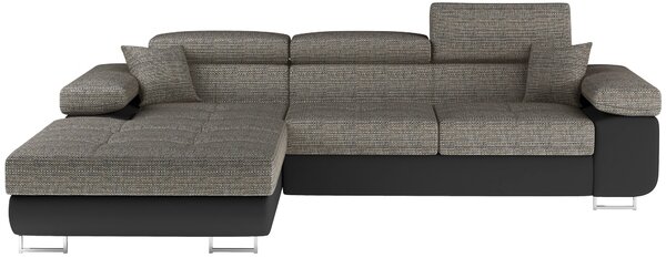 Sedací souprava s úložným prostorem NOELANI - světle šedá / černá, levý roh
