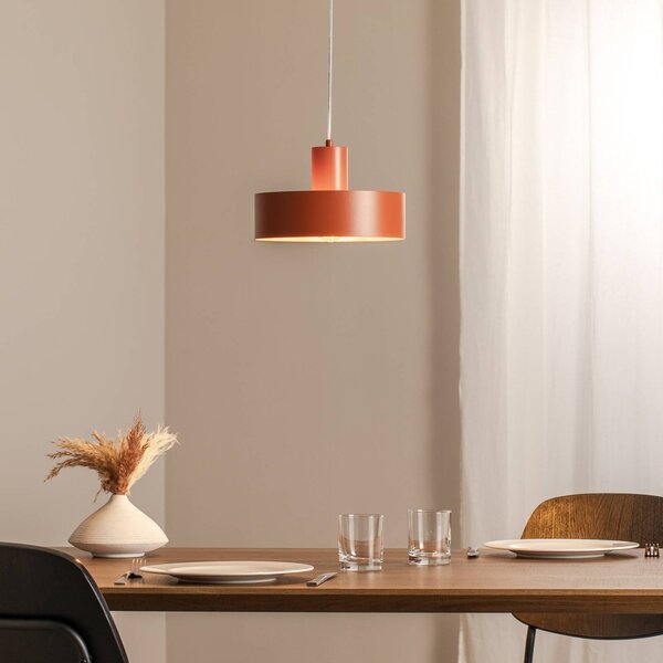 SIGMA Závěsné světlo Rif M, cihlově červené, 1 žárovka, Ø 25 cm, ocel, stmívatelný, Červená, Obývací pokoj / jídelna, kov, Moderní