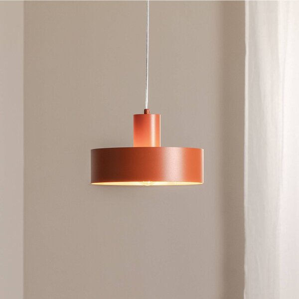 SIGMA Závěsné světlo Rif M, cihlově červené, 1 žárovka, Ø 25 cm, ocel, stmívatelný, Červená, Obývací pokoj / jídelna, kov, Moderní