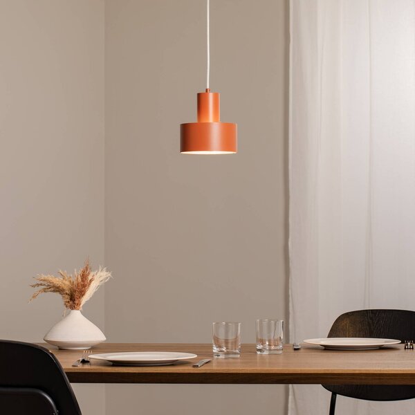 SIGMA Závěsné světlo Rif S, cihlově červené, 1 žárovka, Ø 15 cm, ocel, stmívatelný, Červená, Obývací pokoj / jídelna, kov, Moderní