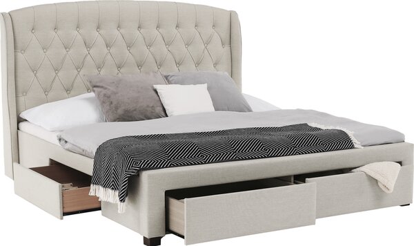 Tempo Kondela Čalouněná postel Akana 160x200, s úložným prostorem, krémová