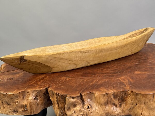 Přírodní mísa z teakového kořenového dřeva „Člun“ – voskovaná, 70 cm