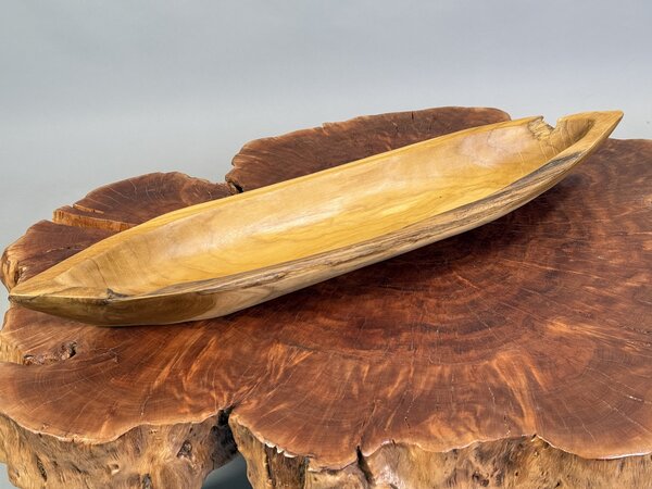 Přírodní mísa z teakového kořenového dřeva „Člun“ – voskovaná, 70 cm