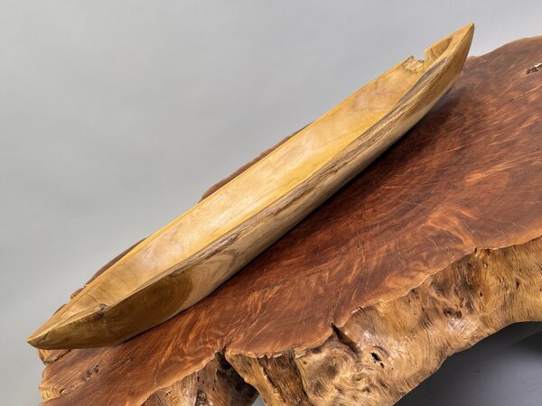 Přírodní mísa z teakového kořenového dřeva „Člun“ – voskovaná, 70 cm