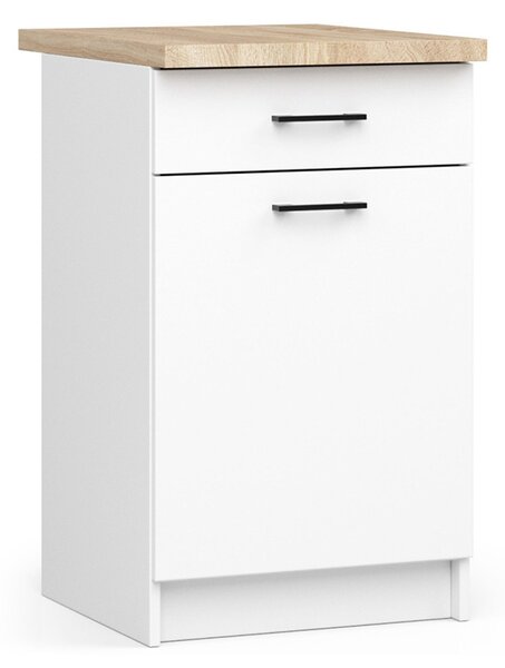 Kuchyňská skříňka OLIVIA, 1 zásuvka – 50 cm | Bílá / Dub Sonoma
