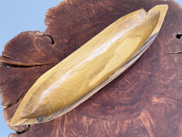 Přírodní mísa z teakového kořenového dřeva „Člun“ – voskovaná, 70 cm