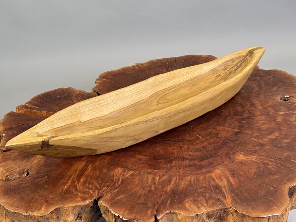 Přírodní mísa z teakového kořenového dřeva „Člun“ – voskovaná, 70 cm
