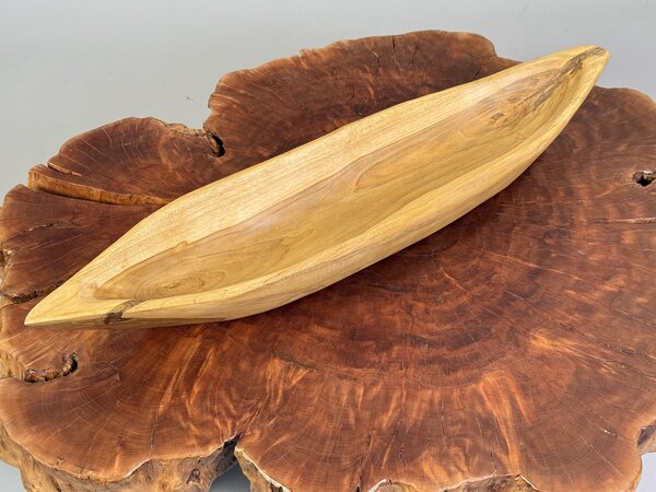 Přírodní mísa z teakového kořenového dřeva „Člun“ – voskovaná, 70 cm