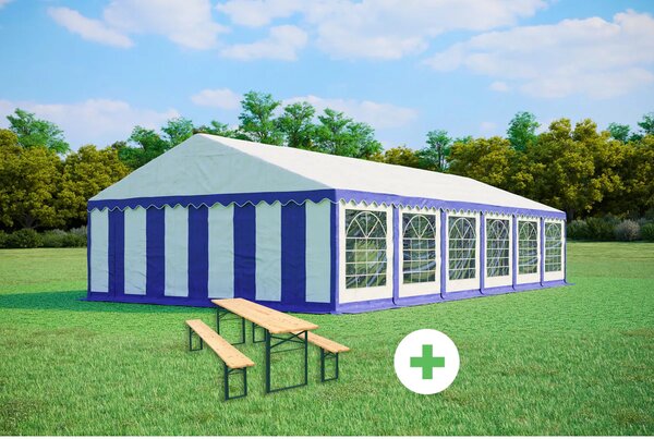 Párty stan 6x12m PREMIUM SET – stan + pivní sety barva Červeno-bílá