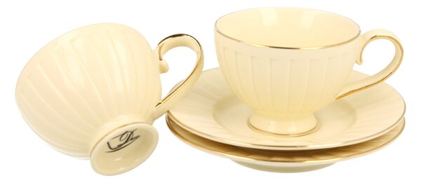 Porcelánový šálek na noze s podšálkem Ecru Nina 120 ml sada 2ks