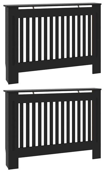 Kryt radiátoru 2 pcs Černá 112 x 19 x 81,5 cm Kompozitní dřevo