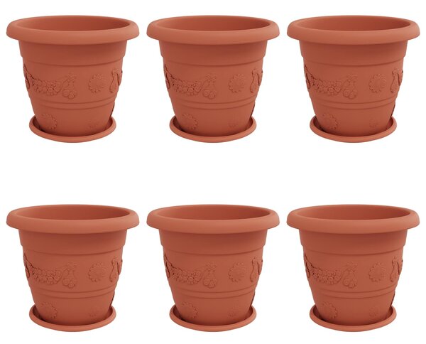 Květináče 6 pcs Cihlově červená Ø 39 x 32 cm Plast