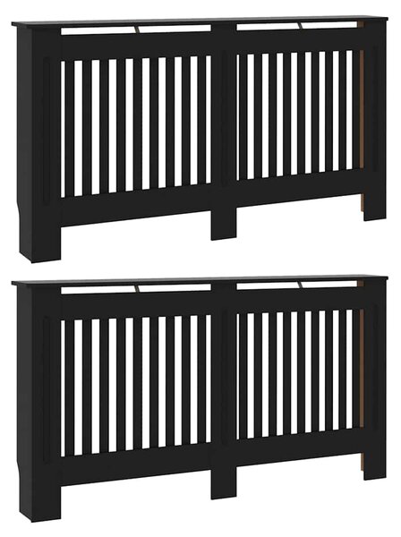 Kryt radiátoru 2 pcs Černá 152 x 19 x 81,5 cm Kompozitní dřevo