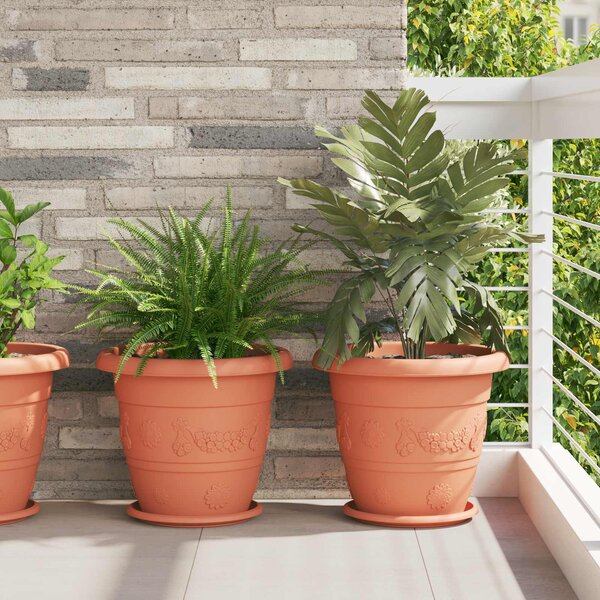 Květináče 6 pcs Cihlově červená Ø 39 x 32 cm Plast