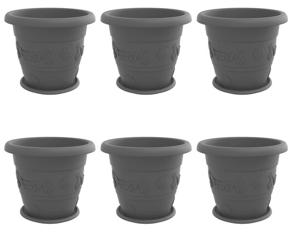 Květináče 6 pcs Černá Ø 39 x 32 cm Plast