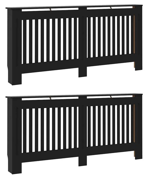 Kryt radiátoru 2 pcs Černá 172 x 19 x 81,5 cm Kompozitní dřevo