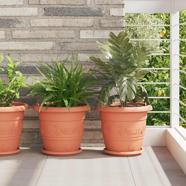 Květináče 24 pcs Cihlově červená Ø 30 x 25 cm Plast
