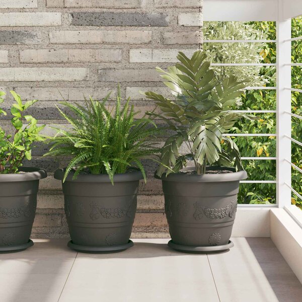 Květináče 24 pcs Černá Ø 30 x 25 cm Plast