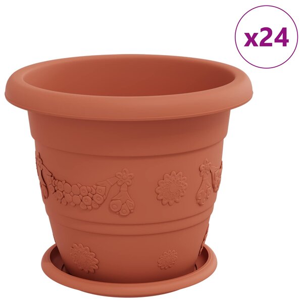 Květináče 24 pcs Cihlově červená Ø 26 x 21.5 cm Plast