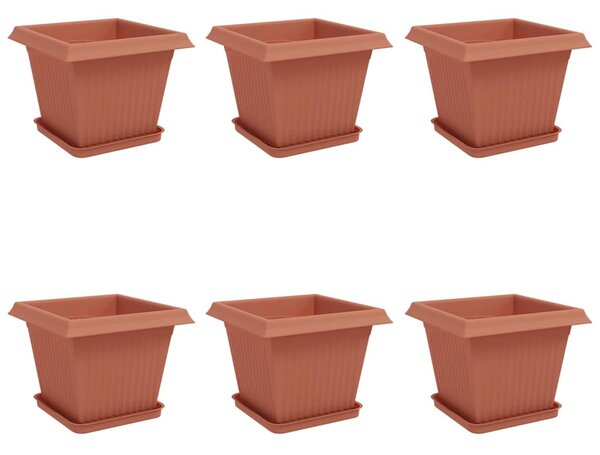 Květináče 6 pcs Cihlově červená 33 x 33 x 26 cm Plast