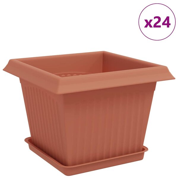 Květináče 24 pcs Cihlově červená 23 x 23 x 17,5 cm Plast